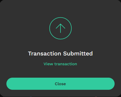 Transaction submission confirmation popup